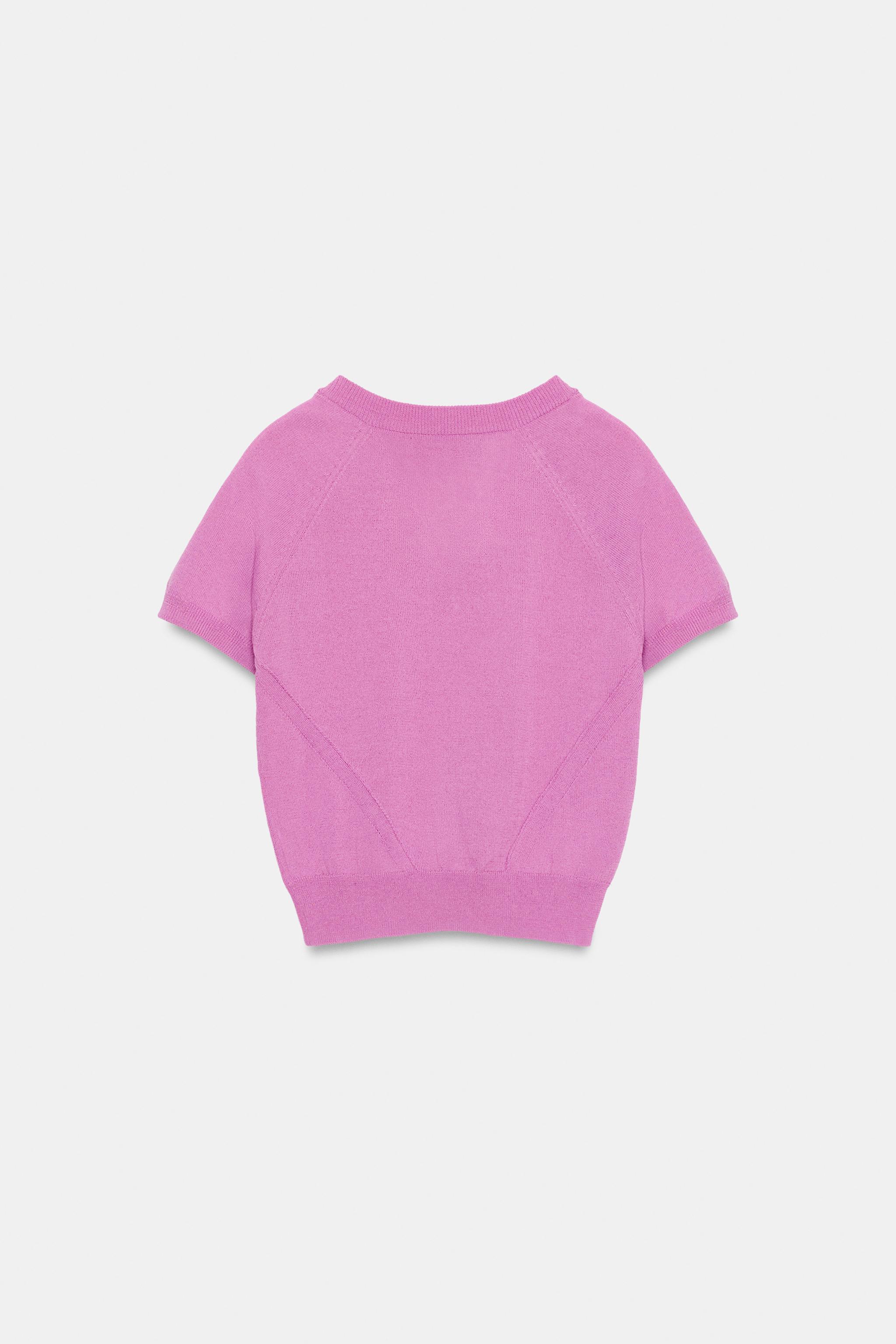 SHORT SLEEVE V-NECK KNIT TOP